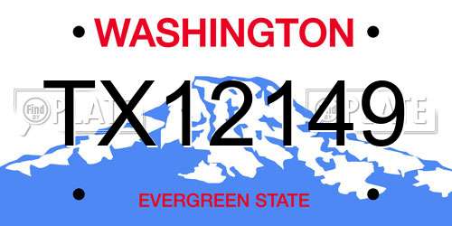 TX12149 Washington License Plate
