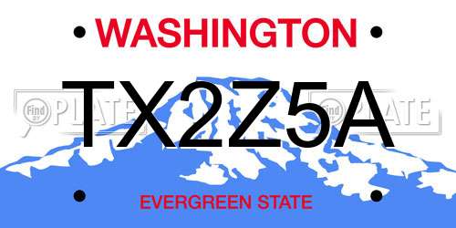 TX2Z5A Washington License Plate
