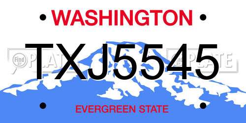 TXJ5545 Washington License Plate
