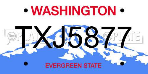 TXJ5877 Washington License Plate
