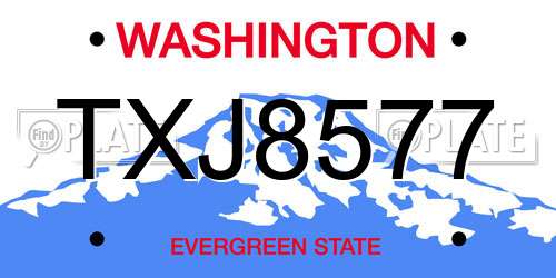 TXJ8577 Washington License Plate