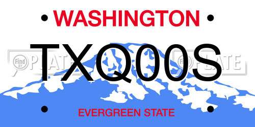 TXQ00S Washington License Plate