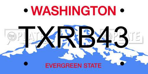 TXRB43 Washington License Plate