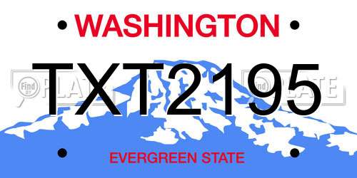 TXT2195 Washington License Plate