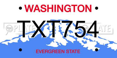 TXT754 Washington License Plate