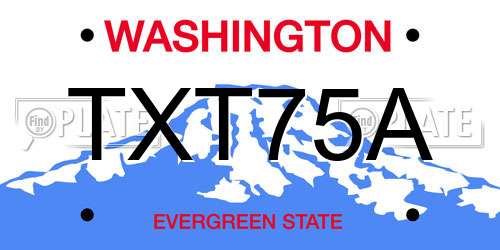 TXT75A Washington License Plate