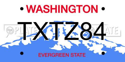 TXTZ84 Washington License Plate