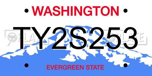 TY2S253 Washington License Plate