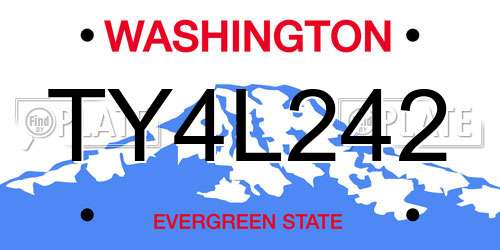 TY4L242 Washington License Plate