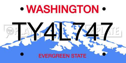 TY4L747 Washington License Plate