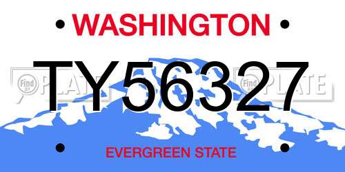 TY56327 Washington License Plate