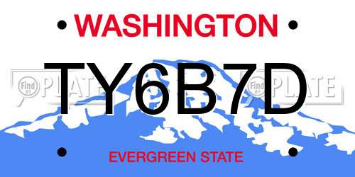 TY6B7D Washington License Plate