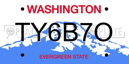 TY6B7O Washington License Plate