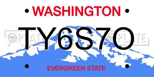 TY6S7O Washington License Plate