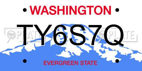 TY6S7Q Washington License Plate