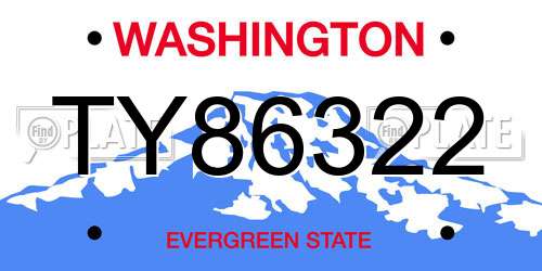 TY86322 Washington License Plate