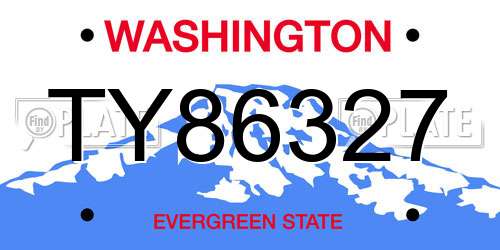 TY86327 Washington License Plate
