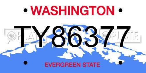 TY86377 Washington License Plate