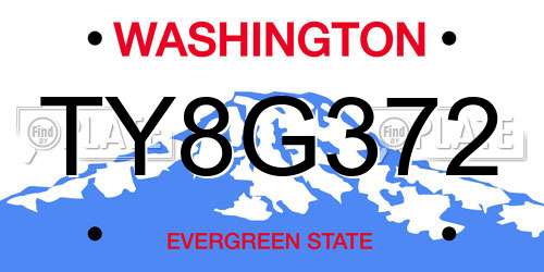 TY8G372 Washington License Plate