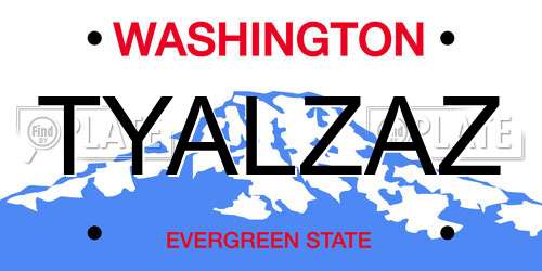 TYALZAZ Washington License Plate