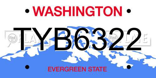 TYB6322 Washington License Plate