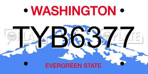 TYB6377 Washington License Plate