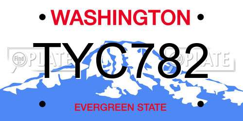 TYC782 Washington License Plate