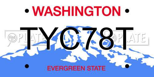 TYC78T Washington License Plate