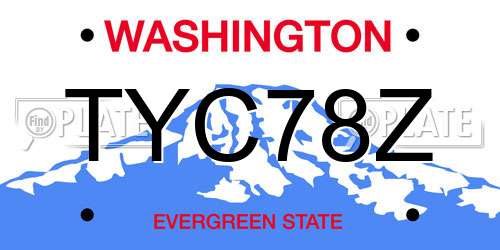 TYC78Z Washington License Plate