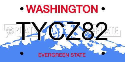 TYCZ82 Washington License Plate