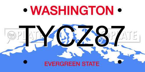 TYCZ87 Washington License Plate