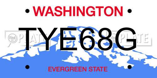 TYE68G Washington License Plate