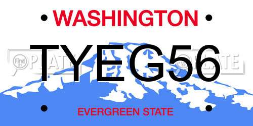 TYEG56 Washington License Plate