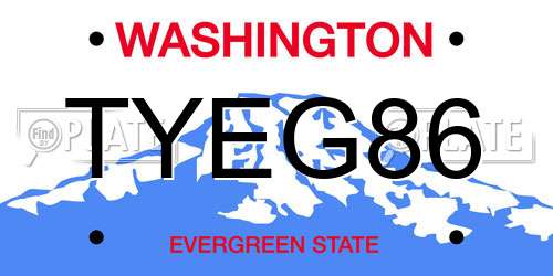 TYEG86 Washington License Plate
