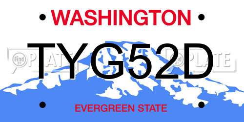 TYG52D Washington License Plate