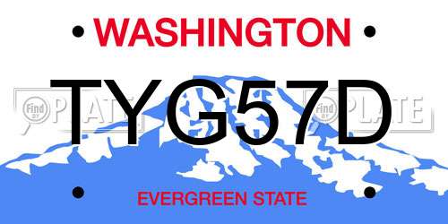 TYG57D Washington License Plate