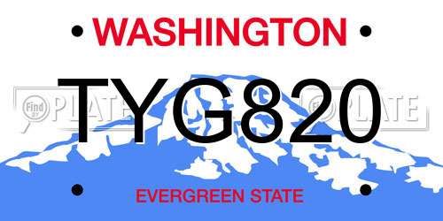 TYG820 Washington License Plate