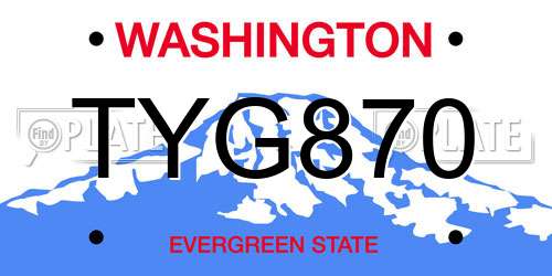 TYG870 Washington License Plate