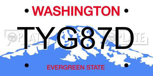 TYG87D Washington License Plate