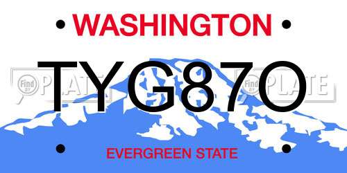 TYG87O Washington License Plate