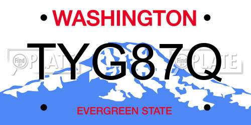 TYG87Q Washington License Plate