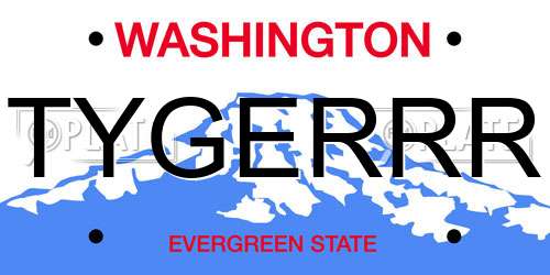 TYGERRR Washington License Plate