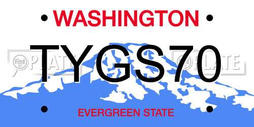 TYGS70 Washington License Plate