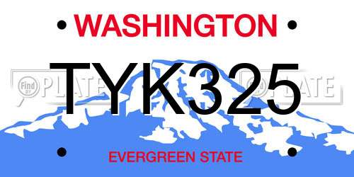 TYK325 Washington License Plate