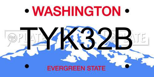 TYK32B Washington License Plate
