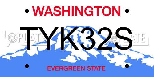 TYK32S Washington License Plate