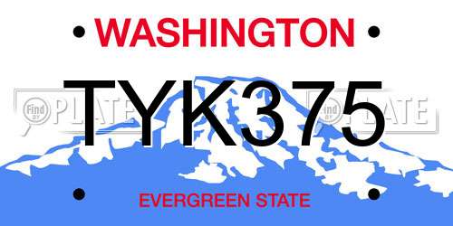 TYK375 Washington License Plate