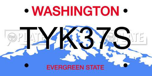 TYK37S Washington License Plate
