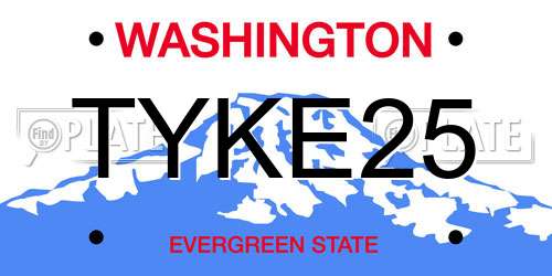 TYKE25 Washington License Plate