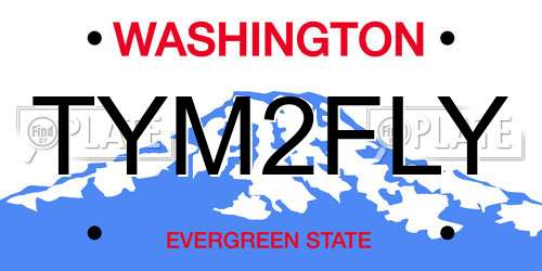 TYM2FLY Washington License Plate